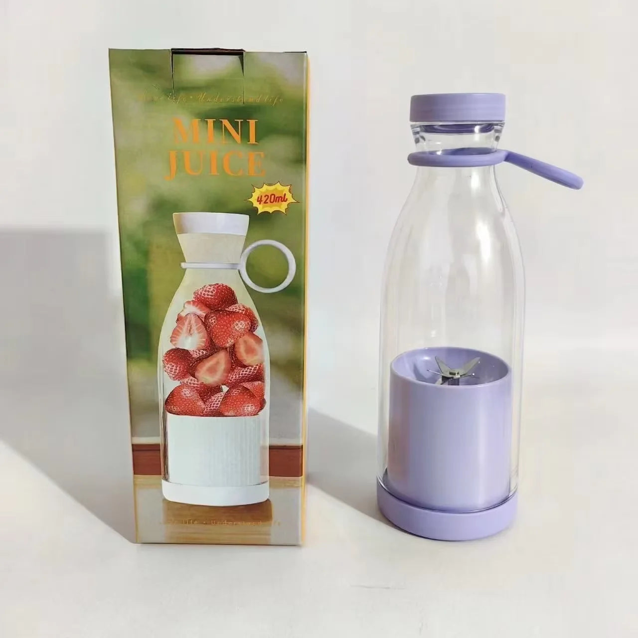 420Ml Electric Juicer Mini Wine Bottle Blender Fruit Mixers 6 Blades Charging Juicer Cup Small Household Portable Juicer Blender