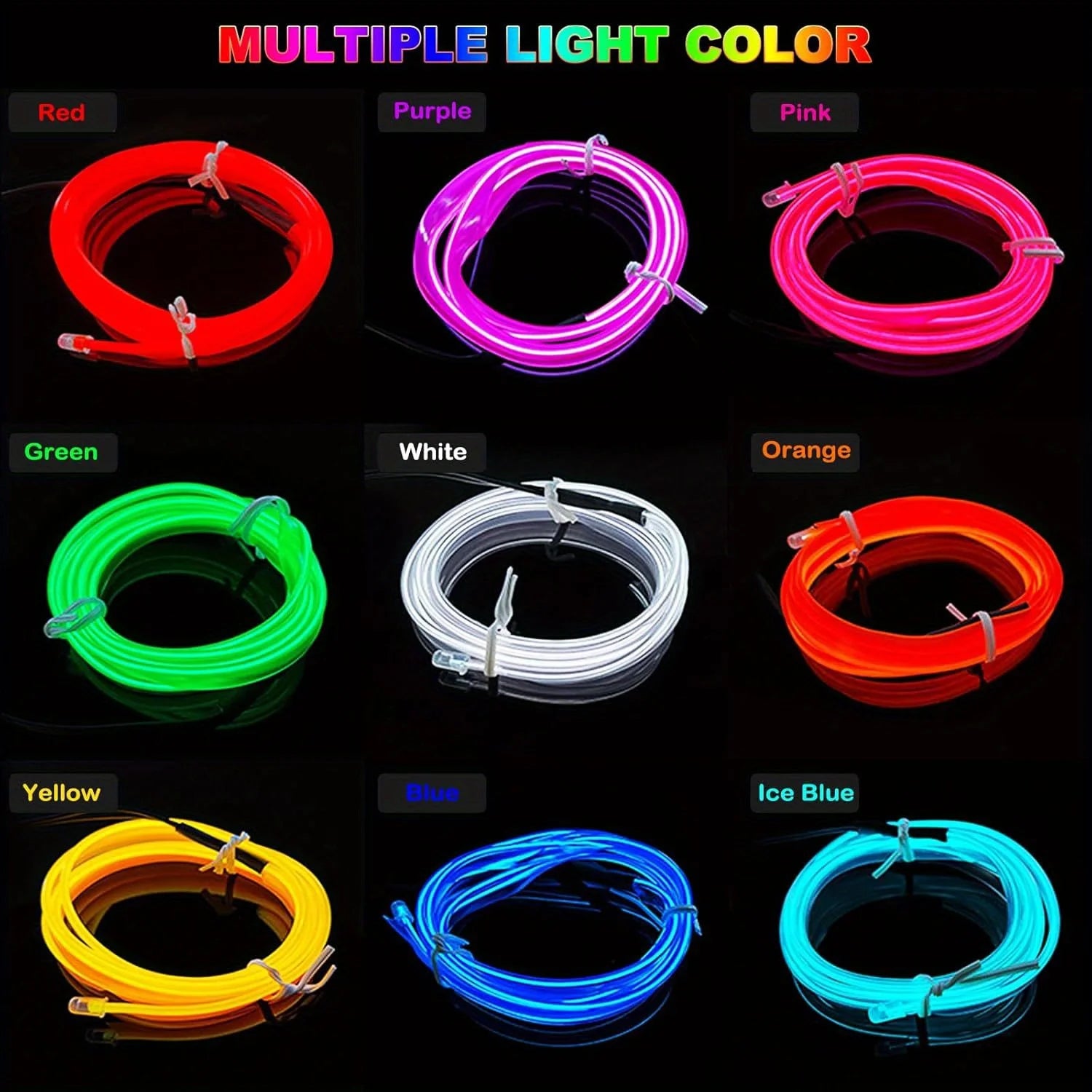 New Interior Car LED Strip Lights, 196.85Inch USB Neon Ambient Lighting Kits with Switch for Car inside Decorations No Noise