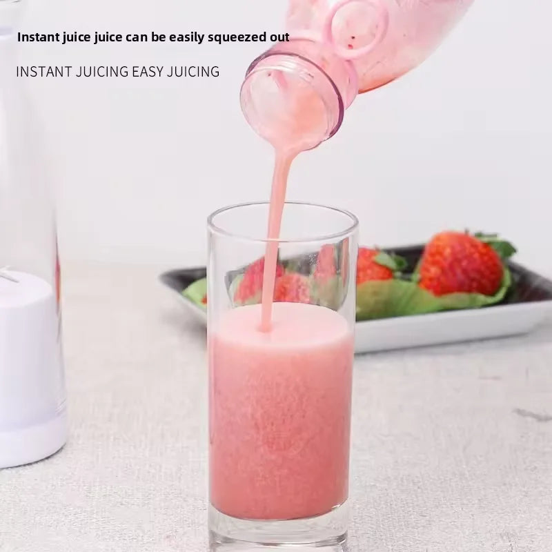 420Ml Electric Juicer Mini Wine Bottle Blender Fruit Mixers 6 Blades Charging Juicer Cup Small Household Portable Juicer Blender