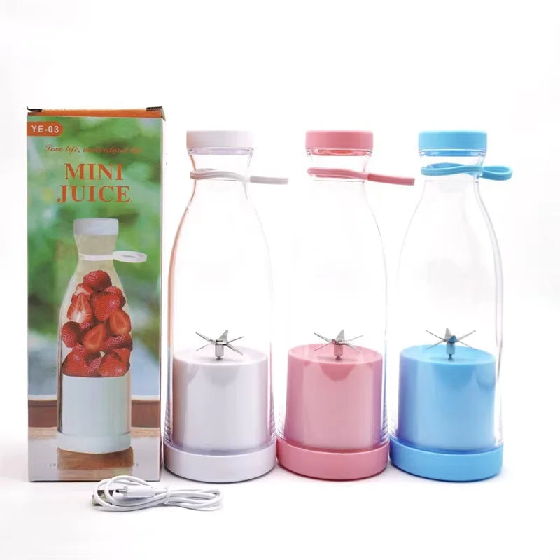 420Ml Electric Juicer Mini Wine Bottle Blender Fruit Mixers 6 Blades Charging Juicer Cup Small Household Portable Juicer Blender