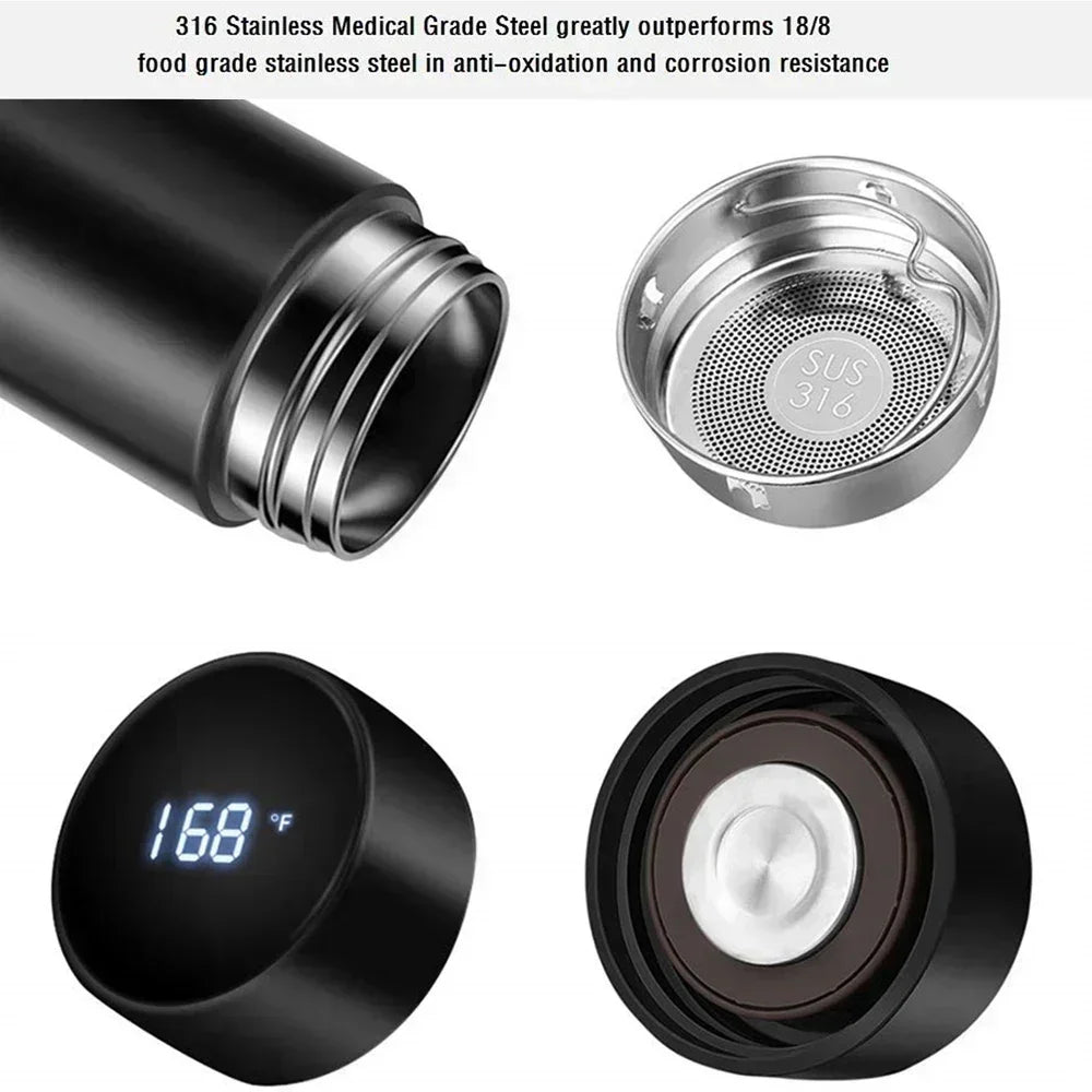 500Ml Thermos Bottle Smart Cup Digital with Temperature Display 304 Stainless Steel Vacuum Insulated Intelligent Coffee Cup