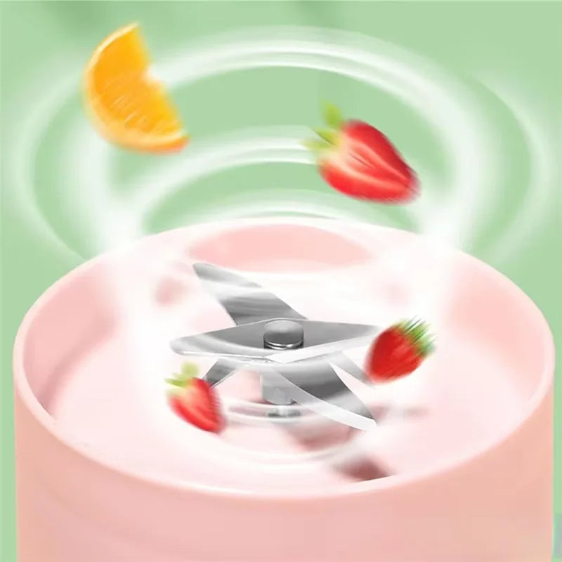 420Ml Electric Juicer Mini Wine Bottle Blender Fruit Mixers 6 Blades Charging Juicer Cup Small Household Portable Juicer Blender